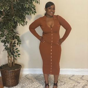 Burnt Orange MIDI Dress